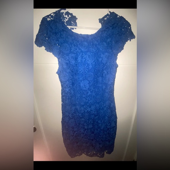 Lulu’s Blue Lace Dress - Picture 2 of 4